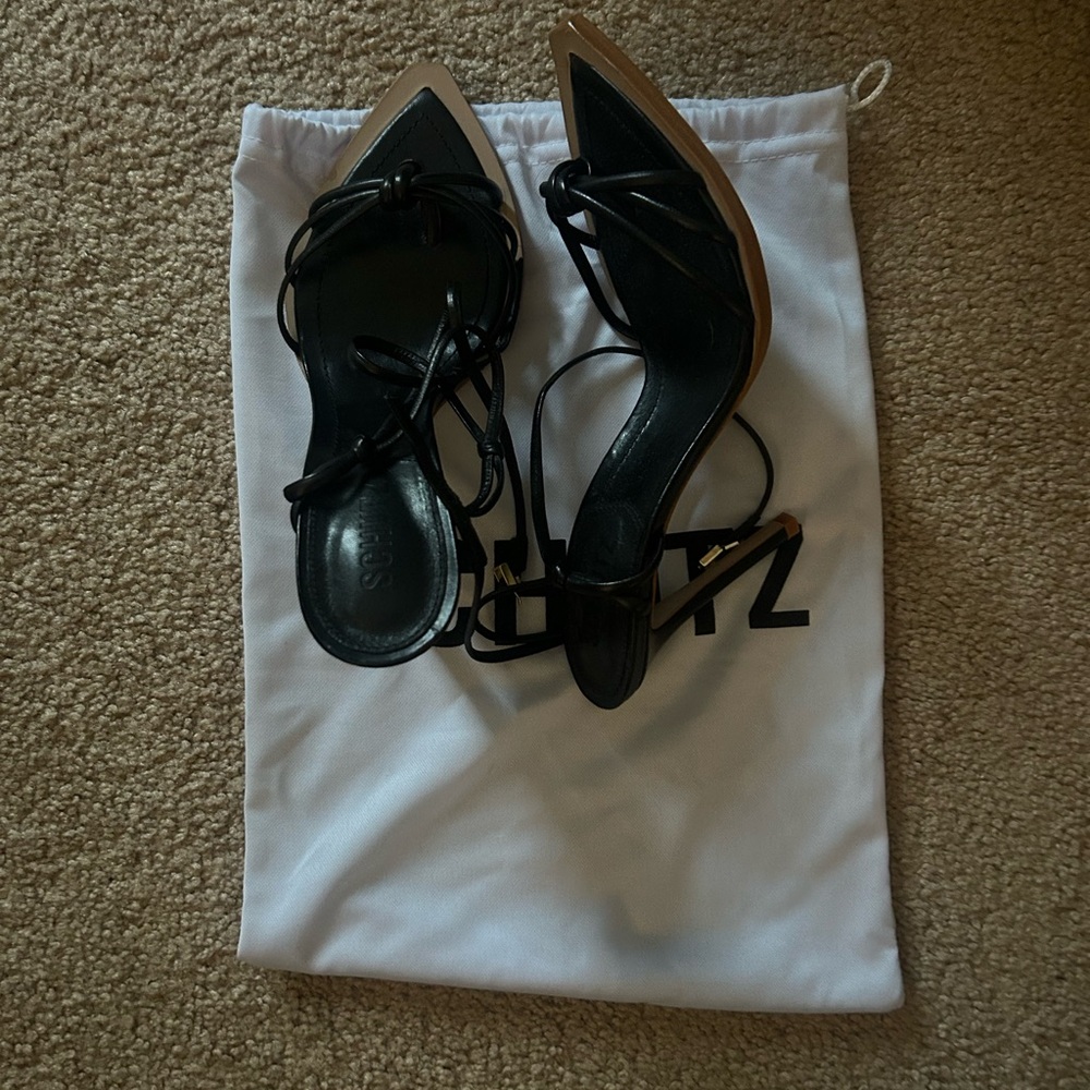 NWT SCHUTZ Black Strappy Stiletto Heels - never worn!